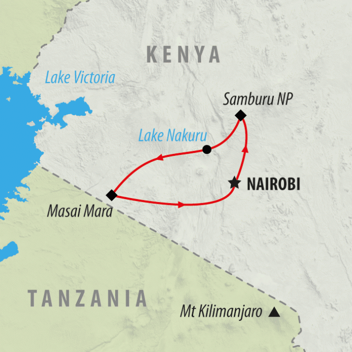 tourhub | On The Go Tours | Kenya Up Close - 8 days | Tour Map