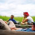 Mokoro boat gliding along the Okavango River