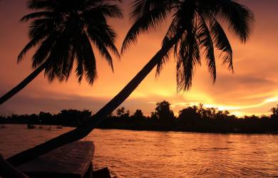 Stunning Khong Island in southern Laos at sunset
