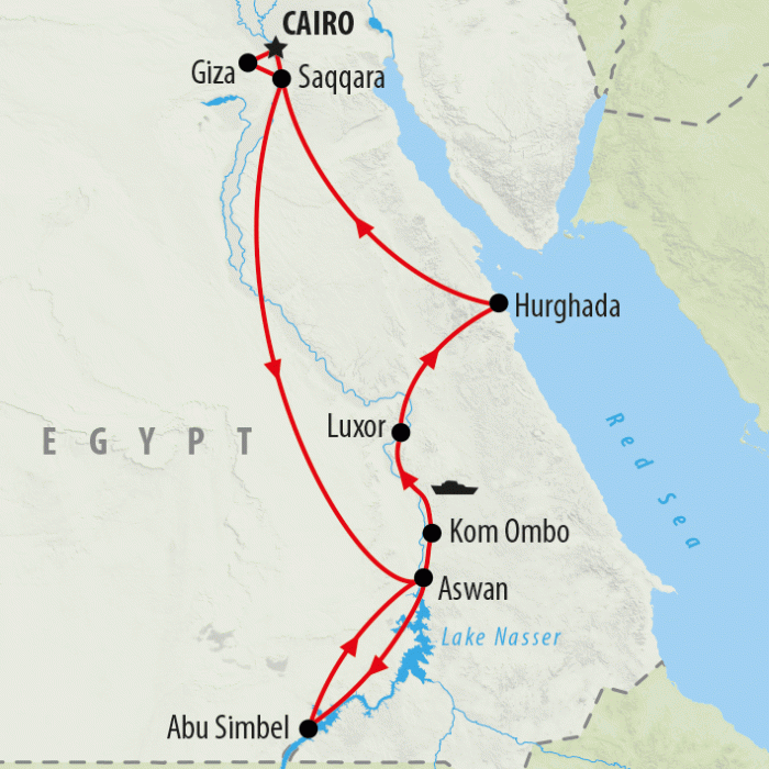 tourhub | On The Go Tours | King Ramses Sun Festival Oct 2024 - 13 days | Tour Map