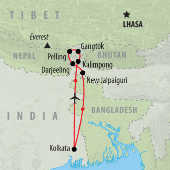 Kolkata to Darjeeling - 11 days map