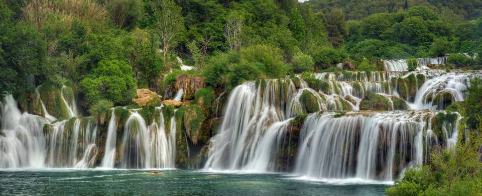 Rippling cascade of Skradinski Buk waterfalls at Krka National Park