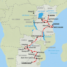 Kruger to Kenya - 33 days Map