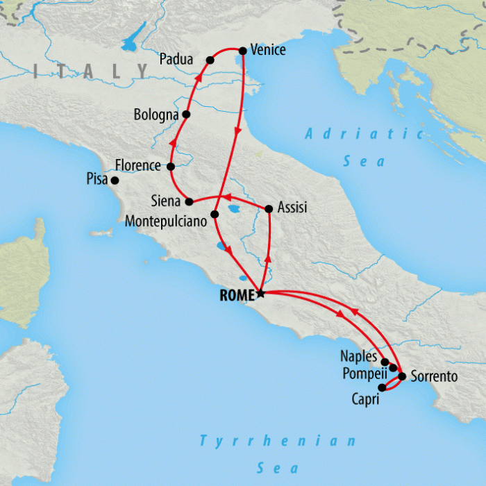 tourhub | On The Go Tours | La Dolce Vita - 11 days | Tour Map