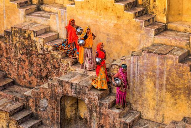 Ladies at step well near Jaipur - India Tours - On The Go Tours