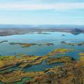 Volcanic slands jutting out of Lake Myvatn