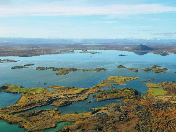 Volcanic slands jutting out of Lake Myvatn