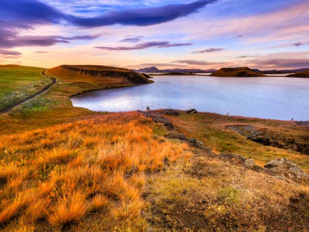 Stunning natural landscape and lake in Egilsstadir