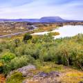 Volcanic slands jutting out of Lake Myvatn