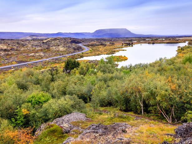 Volcanic slands jutting out of Lake Myvatn