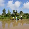 Boat making its way along the Mekong Delta near Can Tho