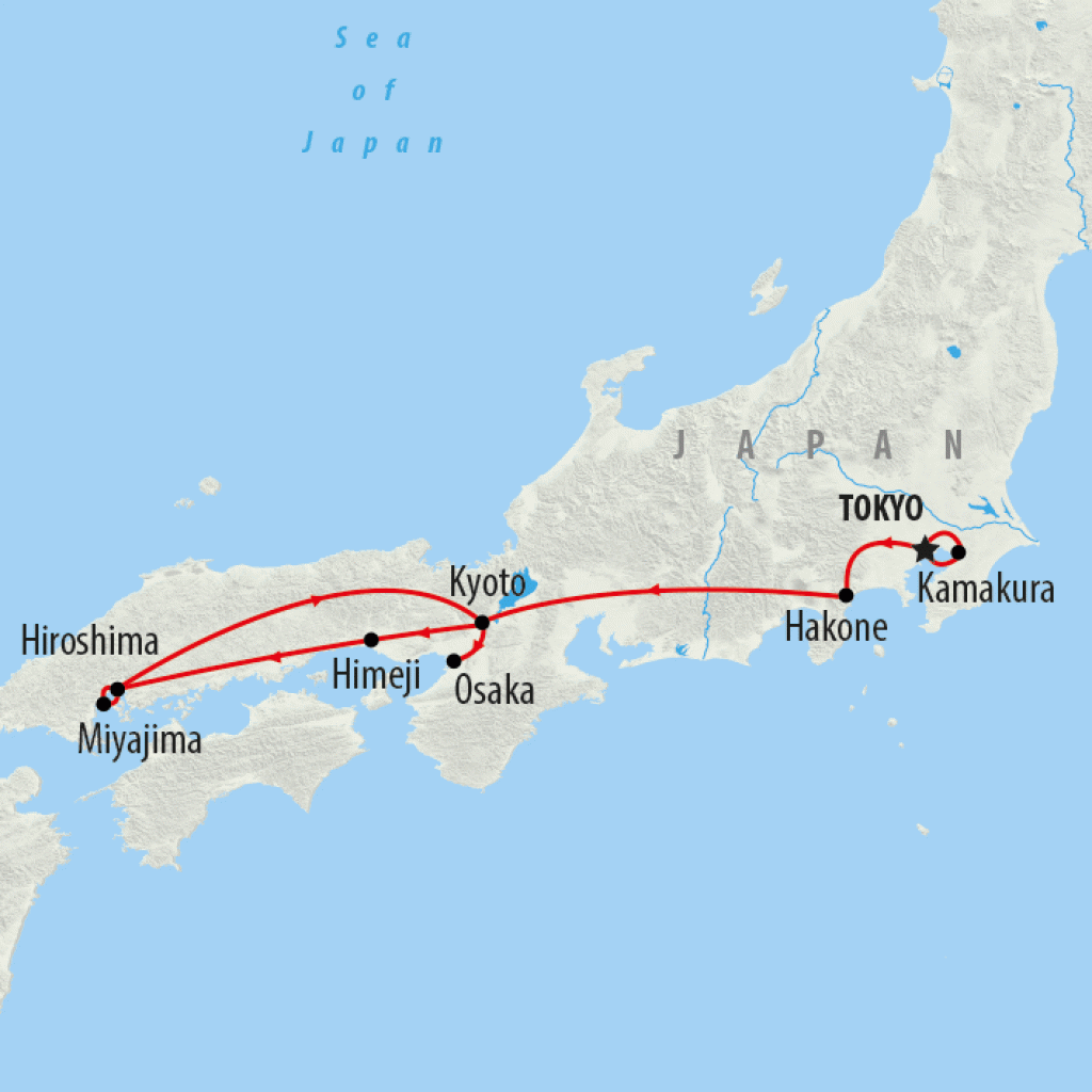 Land of the Samurai - 12 days map