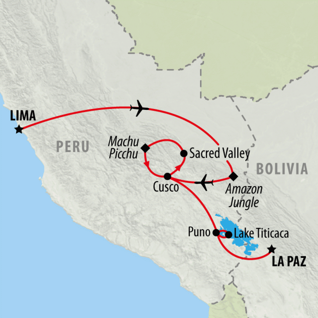 Lima to La Paz - 14 days map