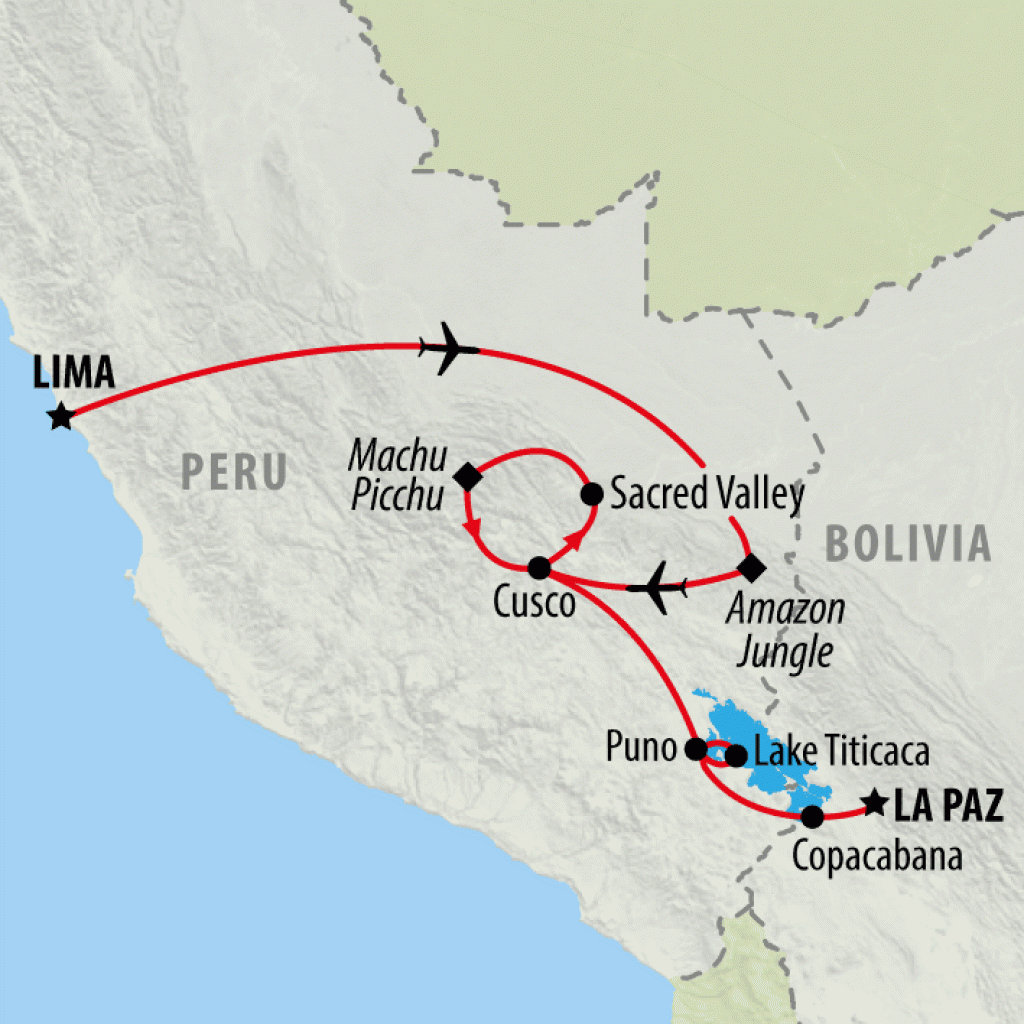 Lima to La Paz - 14 days map