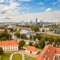 Vilnius skyline with hot air balloons