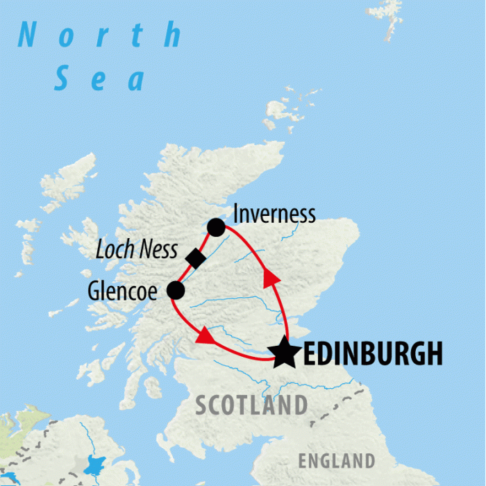 tourhub | On The Go Tours | Loch Ness & Highlands Express (Hotel) - 2 days | Tour Map