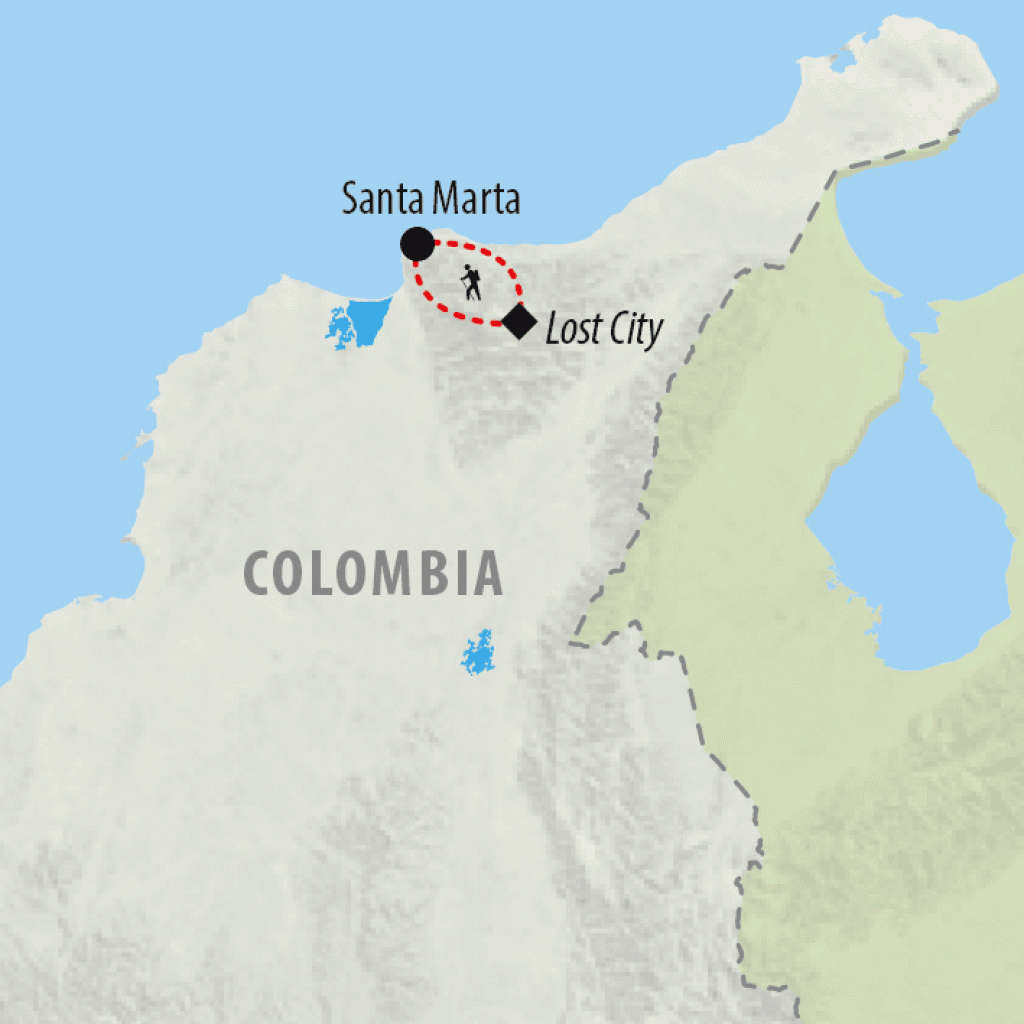 Lost City of Colombia - 8 days map