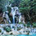 Stunning waterfall with aquamarine water in Luang Prabang
