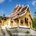 Stunning waterfall with aquamarine water in Luang Prabang