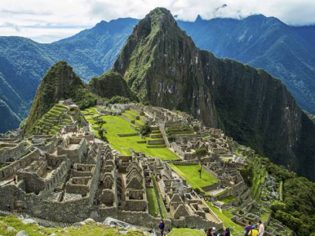 Looking out across the lost Inca citadel of Machu Picchu