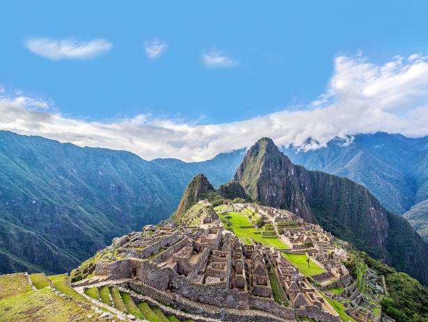 Looking out across the lost Inca citadel of Machu Picchu