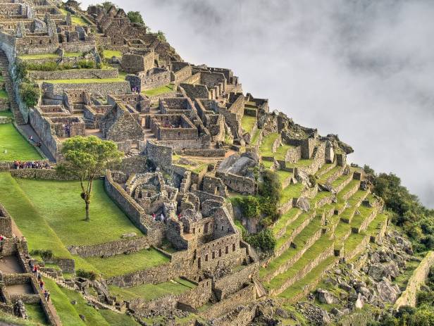 Looking out across the lost Inca citadel of Machu Picchu