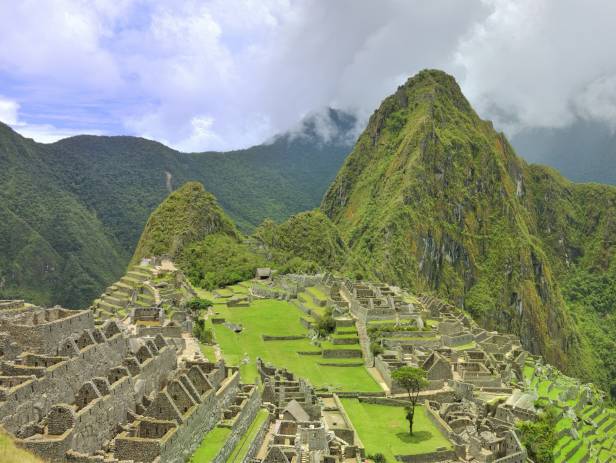 Looking out across the lost Inca citadel of Machu Picchu