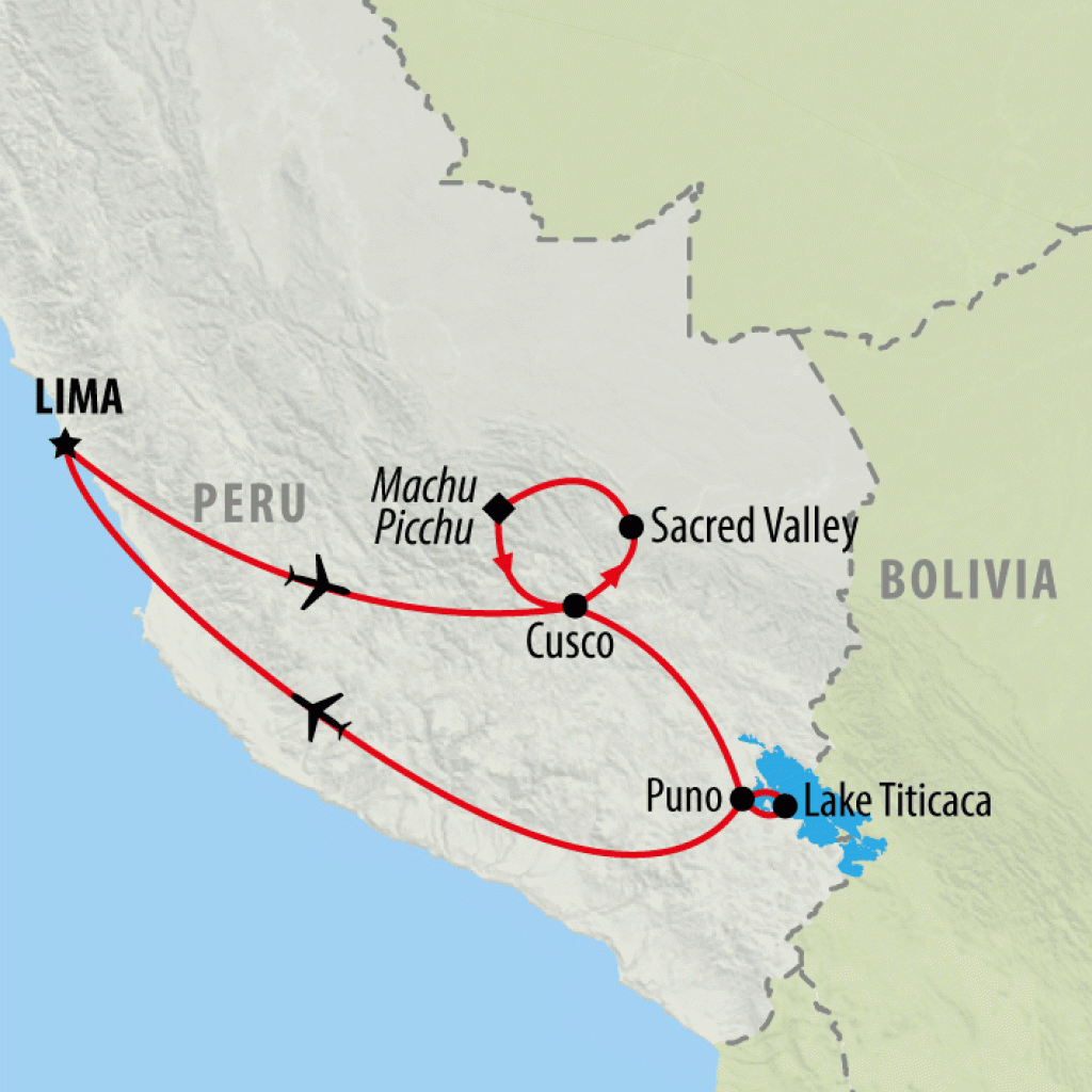 Machu Picchu & Lake Titicaca - 11 days map