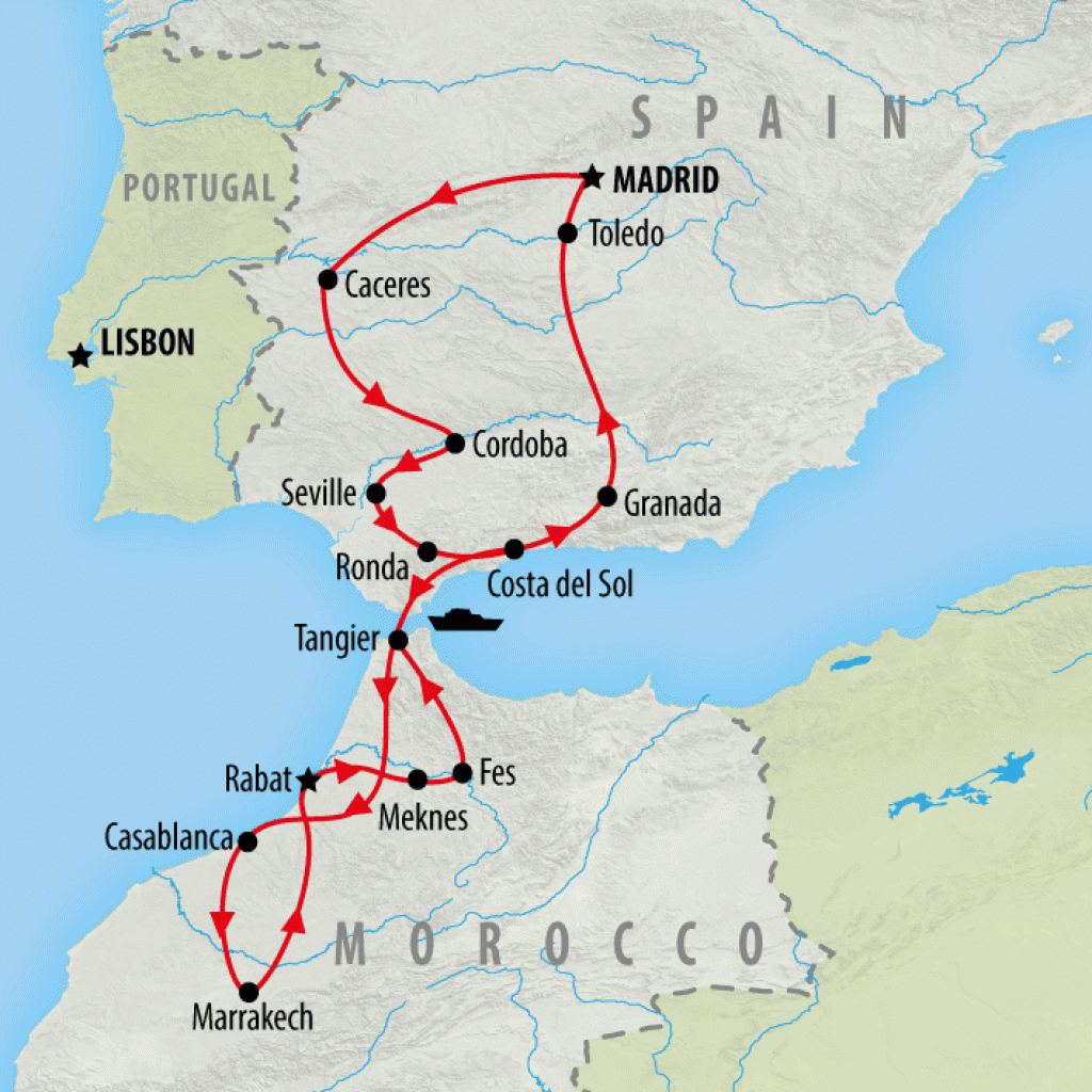 Madrid, Marrakech & Fes - 16 days map