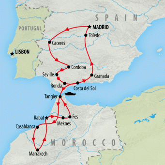 Madrid, Marrakech & Fes - 16 days map