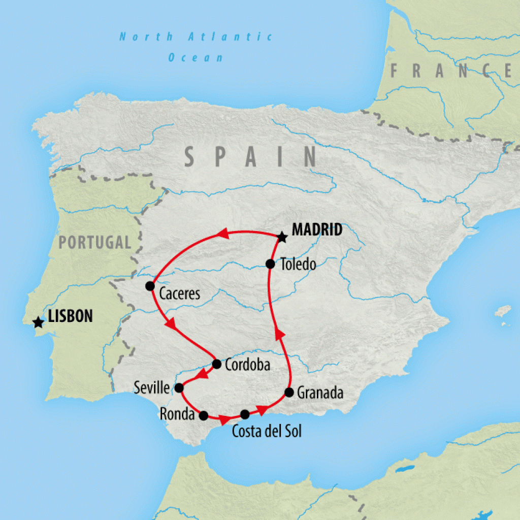 Madrid & Southern Spain - 9 days map