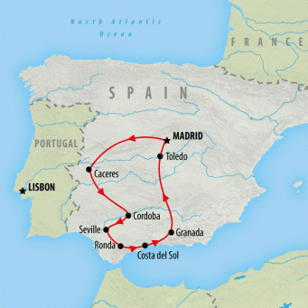 Madrid & Southern Spain - 9 days map