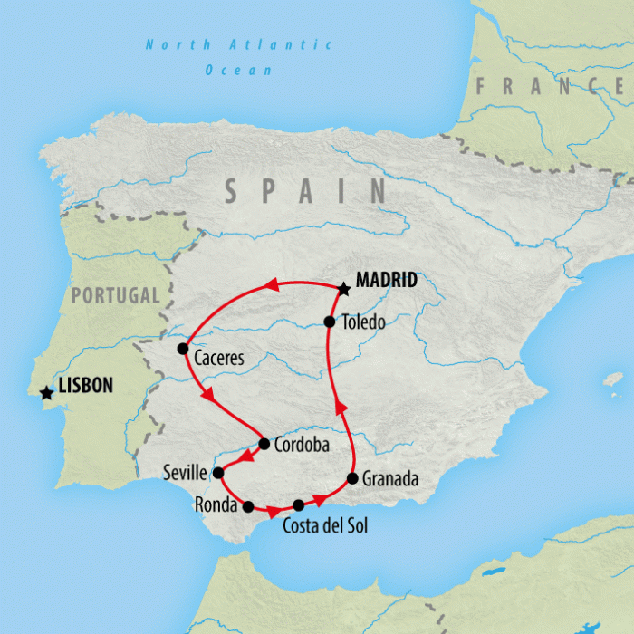 tourhub | On The Go Tours | Madrid & Southern Spain - 9 days | Tour Map