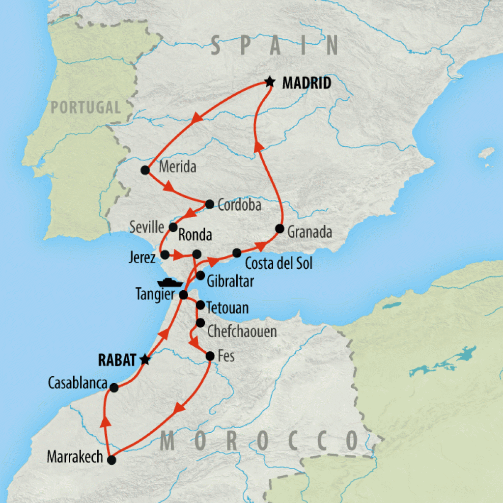 Madrid, Southern Spain & Morocco - 16 days Map