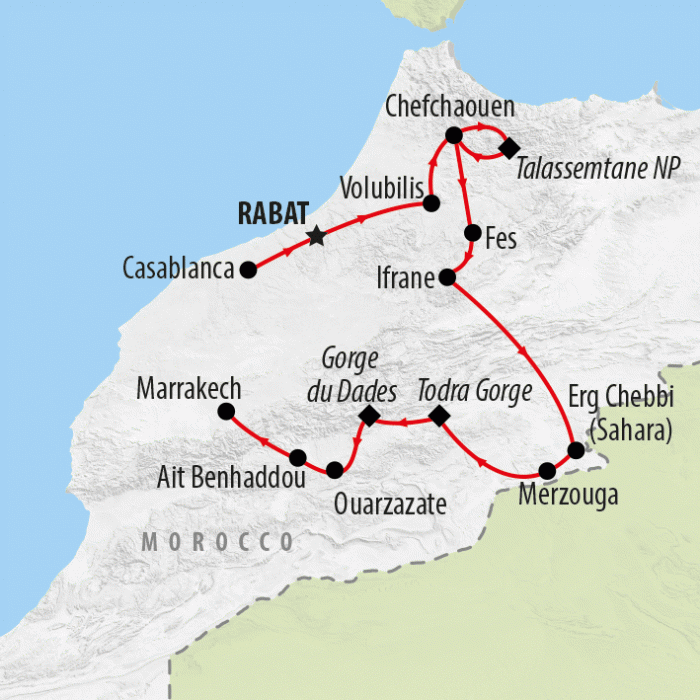 tourhub | On The Go Tours | Magical Morocco - 13 Days | Tour Map