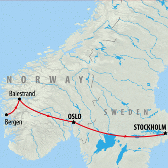 Magic of the Fjords & Stockholm - 9 days map