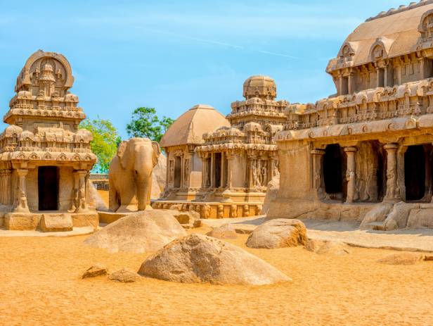 Sand coloured temple in Mahabalipuram