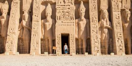 Man walking into Nefertari Temple - Egypt Tours - On The Go Tours