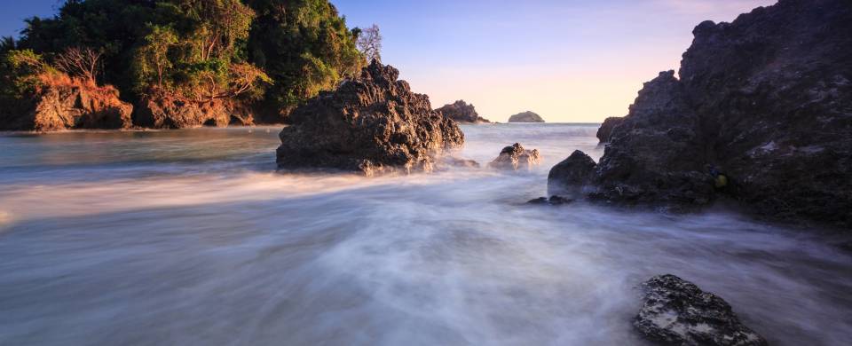 Water rushing along its course in the Manuel Antonio National Park