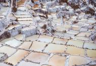 The terraced salt pans of Maras located in the Sacred Valley of Peru