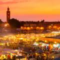 Purple sky behind the city of Casablanca