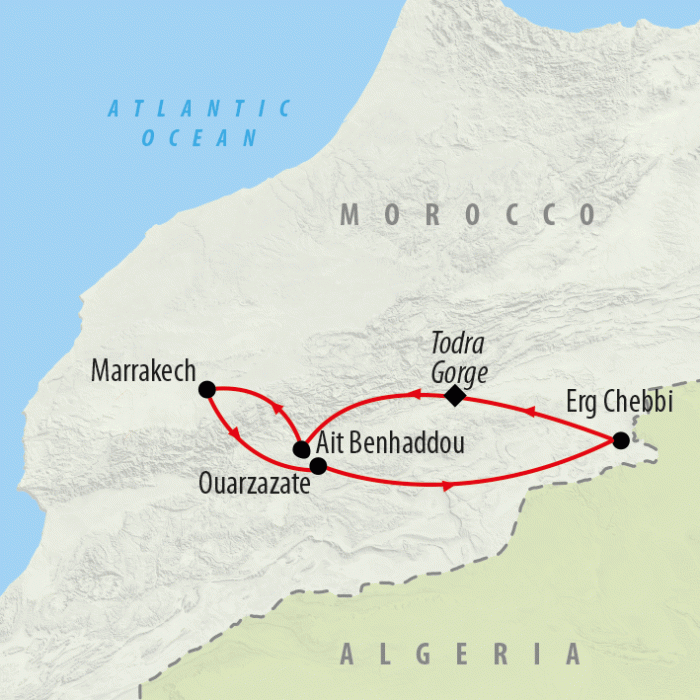 tourhub | On The Go Tours | Morocco Adventure For Teenagers - 8 days | Tour Map