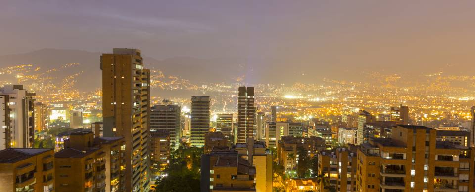 The thoroughly modern skyline of Medellin city in Colombia