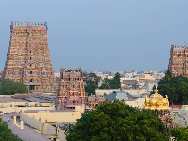 Beautiful structure sitting in the water in Madurai