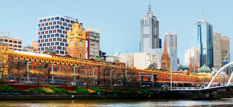 Melbourne in winter seen from the South Bank