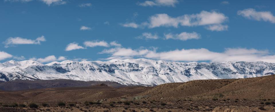 Snowy mountains in the distance as seen from Midelt