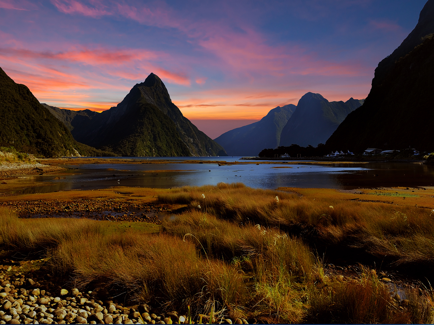 Milford Sound at sunset