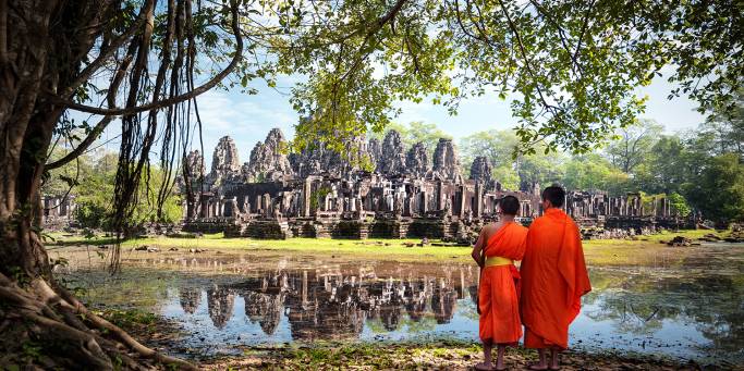 Monks at the Angkor Complex - Cambodia - On The Go Tours