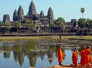 Monks outside of Angkor Wat - Cambodia Tours - Southeast Asia Tours - On The Go Tours