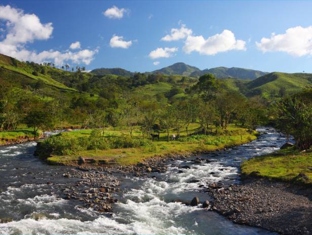Sun rising over the verdant mountains of Monteverde